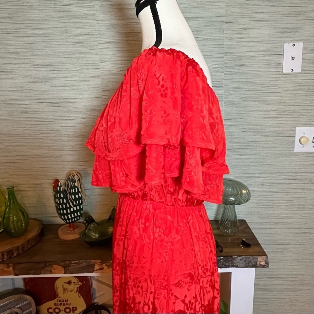 House of Harlow 1960 x Revolve Miriana Maxi Dress Red Ruffle Size Small Boho - Picture 7 of 7